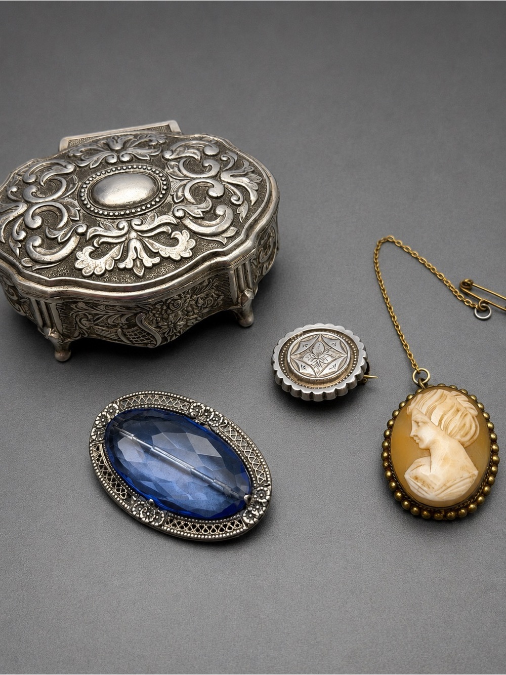 Antique Victorian Casket of Brooches
